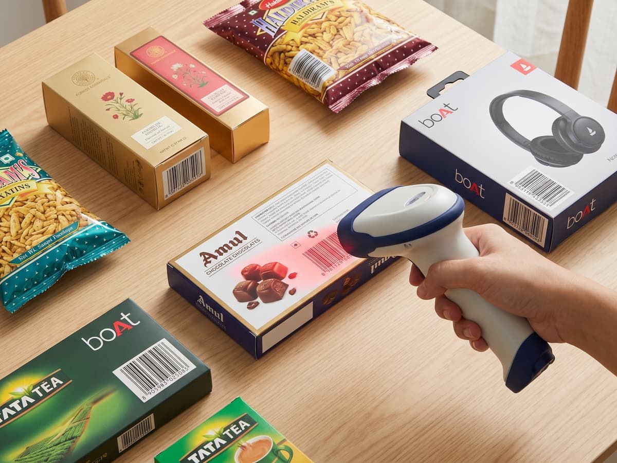 Retail products with EAN-13 barcodes ready for scanning