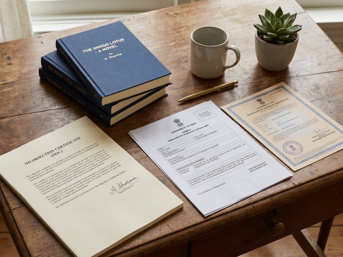 Copyright filing materials: two copies of the work, NOC and Form-V