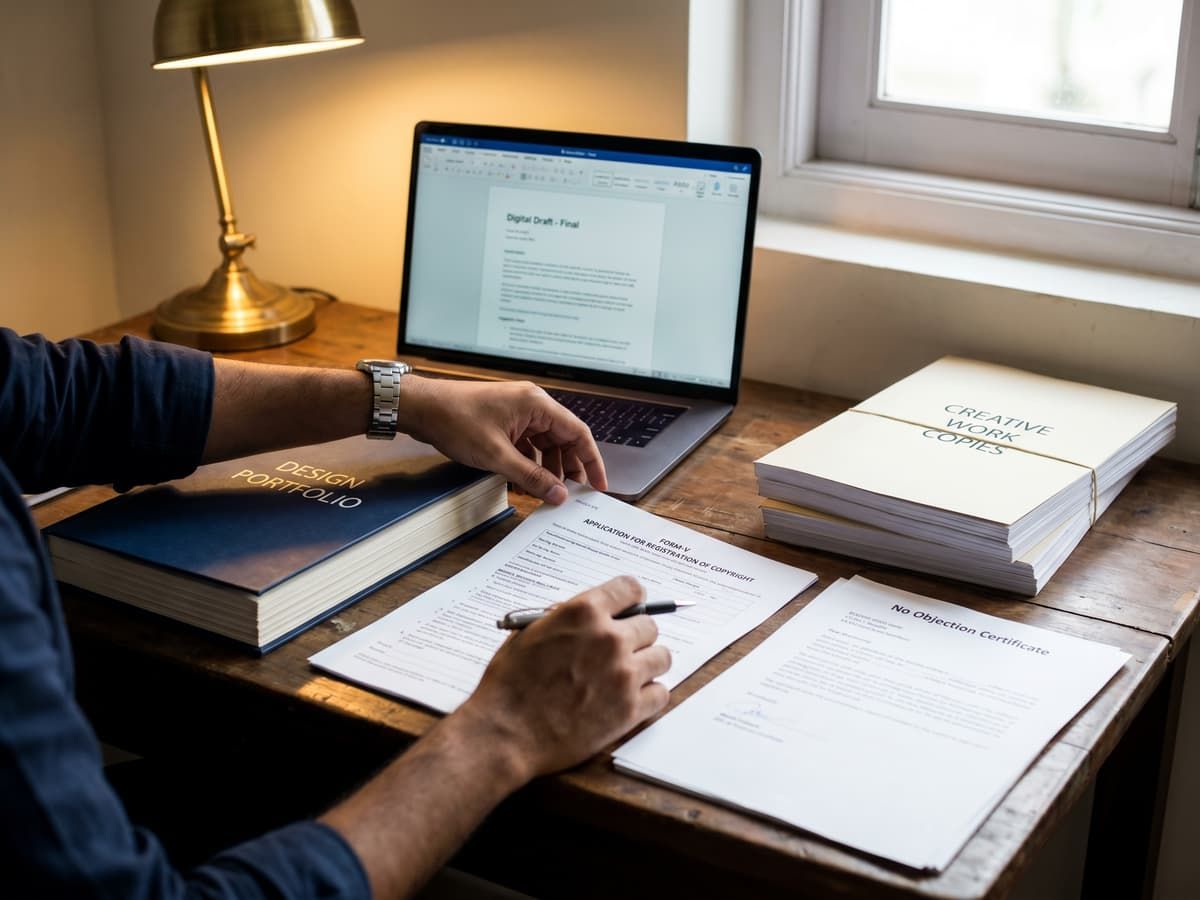 An author preparing a manuscript for copyright filing