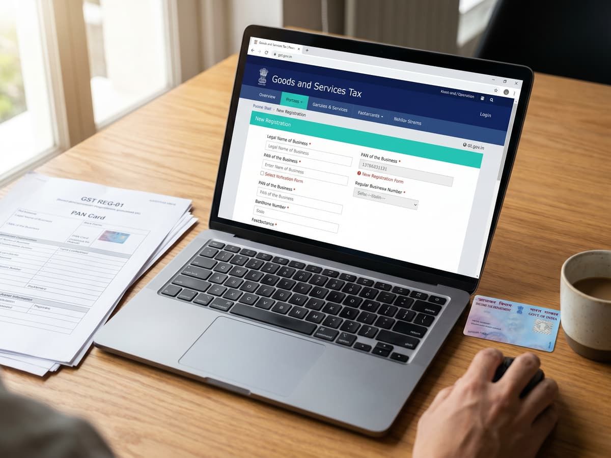 The GST portal open during a GSTIN filing session