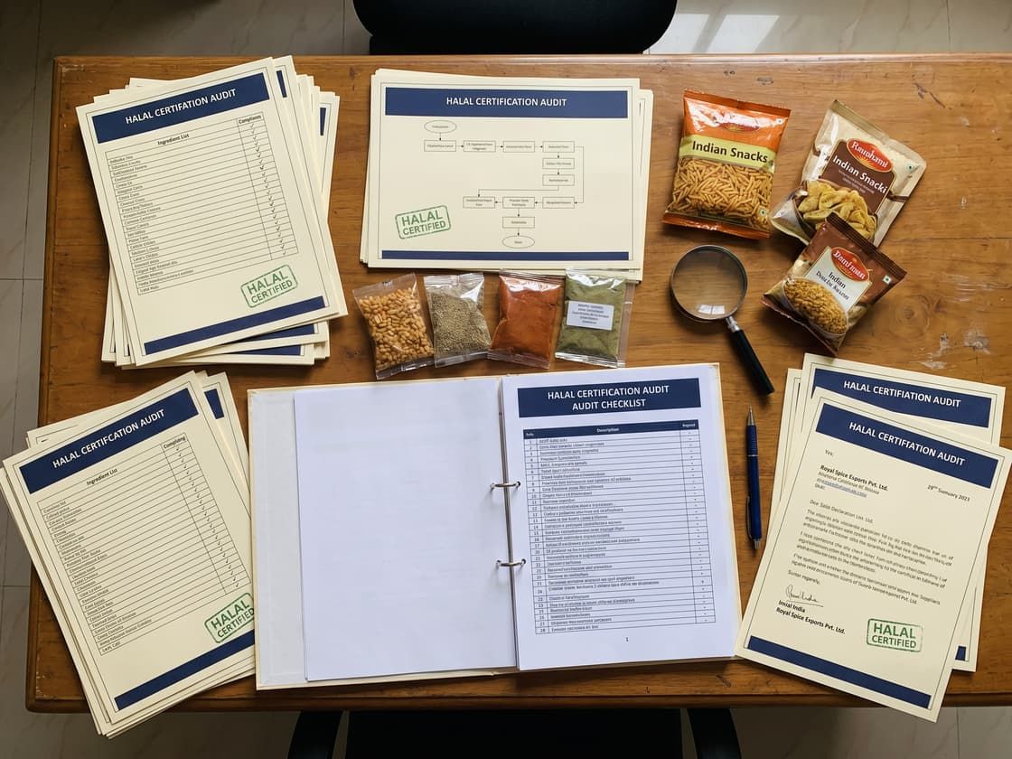 HALAL audit documents: ingredient lists, process flows, supplier declarations